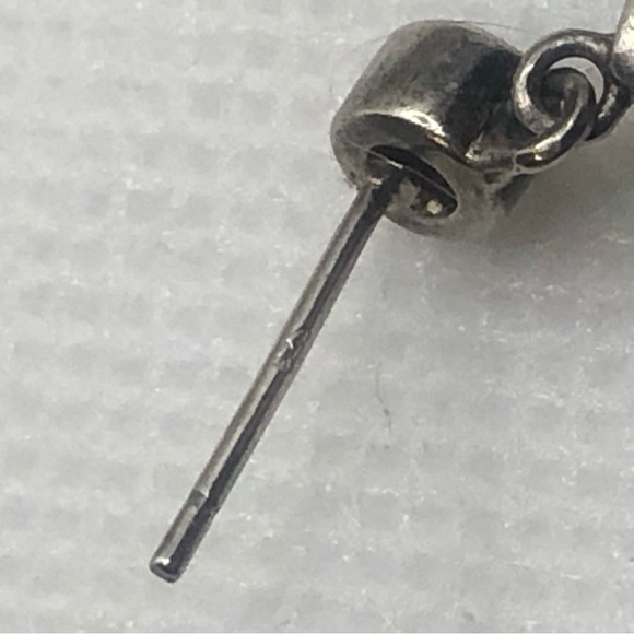 vintage Sterling & White Cz Stone Fancy Pear Shape Teardrop Dangle Studs .8” - Picture 5 of 7